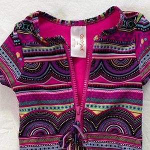 Cat & Jack  12M 1 piece swim suit - front zipper - snap bottom - like new